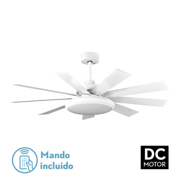Ventilador Dc Pireo 36w Blanco 9 Aspas Blanca/haya 6 Vel 3000k, 4500k, 6000k 3800lm 132d C/remoto, Memoria Y Temporizador