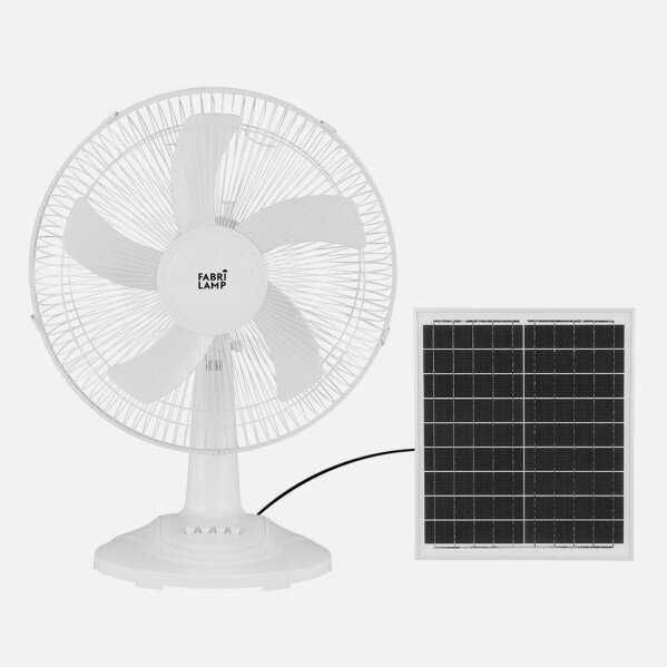 Ventilador DC Sobremesa Solar Abanico Blanco 20w 3velocidades 5 Asp.blancas 63x43x30,5cm 4,20m De Cable - Image 2