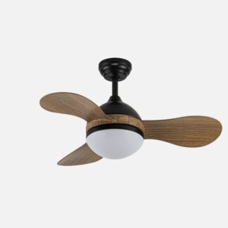 Ventilador Dc Solido 24w Negro 3aspas Madera 91d 2640lm 3000k,4000k,6500k Remoto+memoria+temporizador