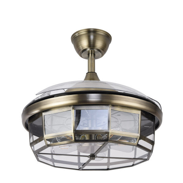 Ventilador Dc Tornado Cuero 5xe27 107d 3aspas Desplegables 6velocidades C/remoto Y Temporizador - Image 2