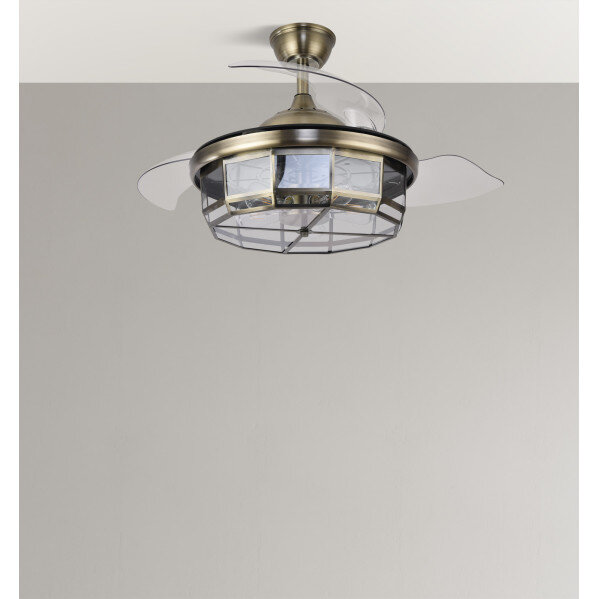Ventilador Dc Tornado Cuero 5xe27 107d 3aspas Desplegables 6velocidades C/remoto Y Temporizador - Image 4