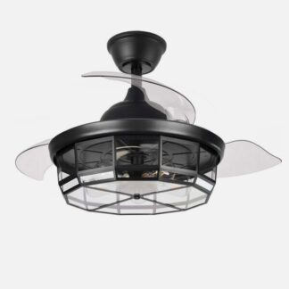 Ventilador Dc Tornado Negro 5xe27 107d 3aspas Desplegables 6velocidades C/remoto Y Temporizador
