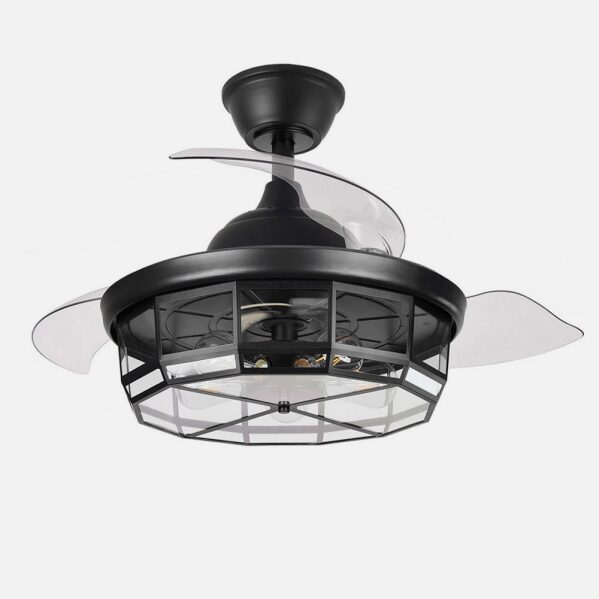 Ventilador Dc Tornado Negro 5xe27 107d 3aspas Desplegables 6velocidades C/remoto Y Temporizador