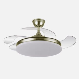Ventilador Dc Tridente 59w Cuero 4aspas Desp 107d 6980lm Reg.intensidad Remoto+temporizador+memoria 3000-4000-6000k