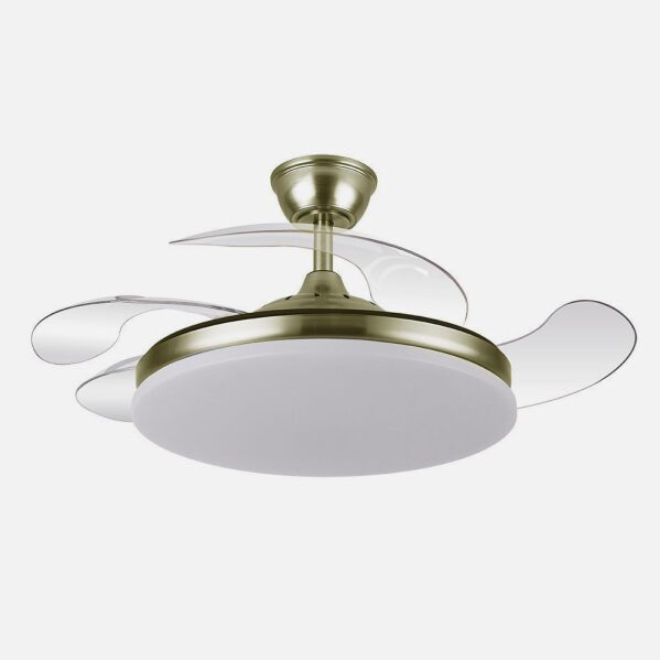 Ventilador Dc Tridente 59w Cuero 4aspas Desp 107d 6980lm Reg.intensidad Remoto+temporizador+memoria 3000-4000-6000k