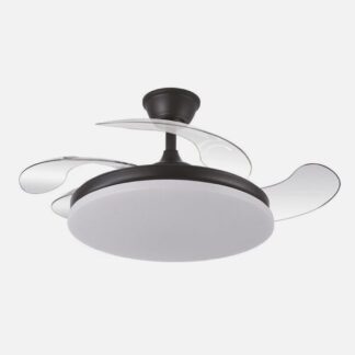 Ventilador Dc Tridente 59w Negro 4aspas Desp. 107d 6980lm Reg.intensidad Remoto+temporizador+memoria 3000-4000-6000k