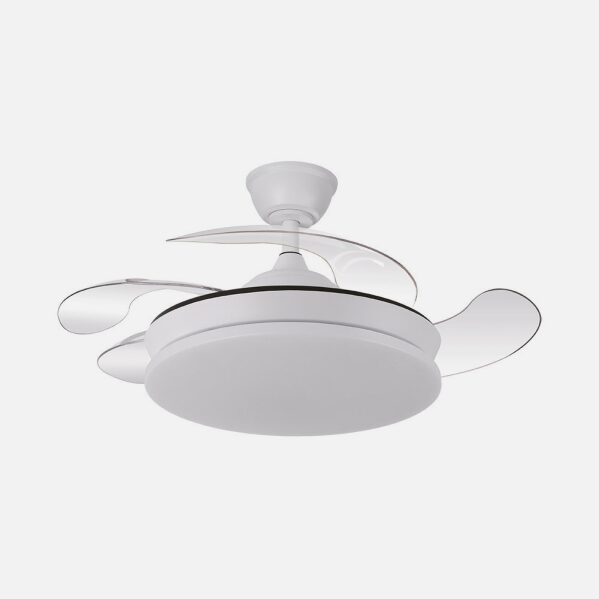 Ventilador Dc Tridente Mini 59w Blanco 4aspas Desp. 91d 6980lm Reg.intensidad Remoto+temporizador+memoria 3000-4000-6000k