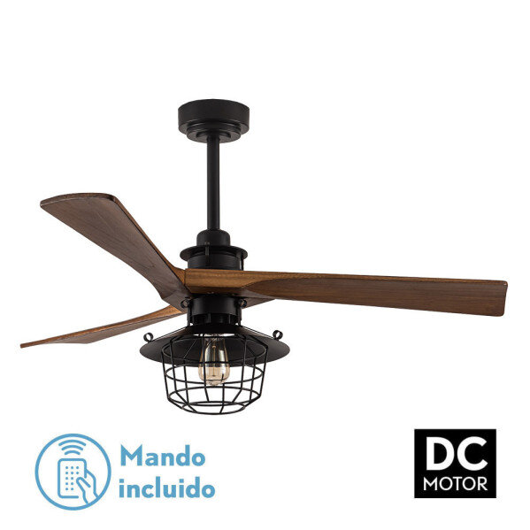 Ventilador Dc Vulturno Negro 1xe27 3 Aspas Roble 6 Velocidades C/remoto Y Temporizador 53/65,5x132x132 Cm - Image 2