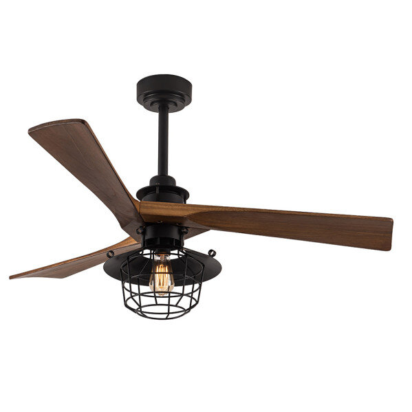 Ventilador Dc Vulturno Negro 1xe27 3 Aspas Roble 6 Velocidades C/remoto Y Temporizador 53/65,5x132x132 Cm - Image 3