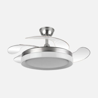 Ventilador Dc Zenit Niquel 59w 4aspas despegables 107d 6980lm 6vel 3000k,4000k,6000k, Remoto+reg.intens.+temporizador+memoria