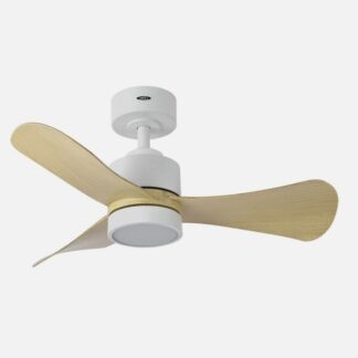 Ventilador Dc Zepelin 18w 1900lm Blanco/haya 3aspas 91d 3000-4000-6500k Remoto,memoria Y Temporizador
