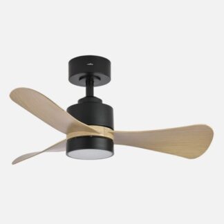 Ventilador Dc Zepelin 18w 1900lm Negro/madera Clara 3aspas 91d 3000-4000-6500K Remoto,memoria Y Temporizador