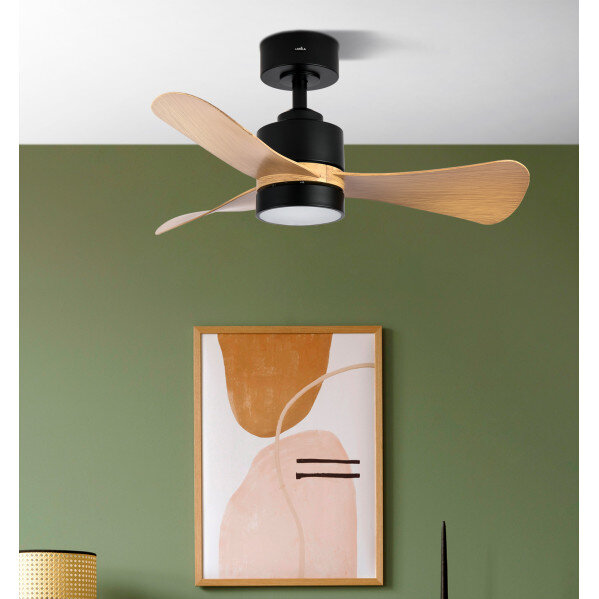 Ventilador Dc Zepelin 18w 1900lm Negro/madera Clara 3aspas 91d 3000-4000-6500K Remoto,memoria Y Temporizador - Image 2