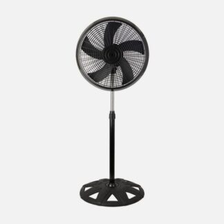 Ventilador De Pie Agudo Negro 3 Vel.65w 5 Aspas Oscilante Y Rotatorio Regx50x50cm