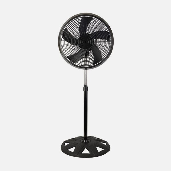 Ventilador De Pie Agudo Negro 3 Vel.65w 5 Aspas Oscilante Y Rotatorio Regx50x50cm