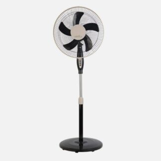 Ventilador De Pie Belmonte Negro/beis 3 Vel.45w 5aspas Orientable, Fijo y Rotatorio Regx43x40 Cm