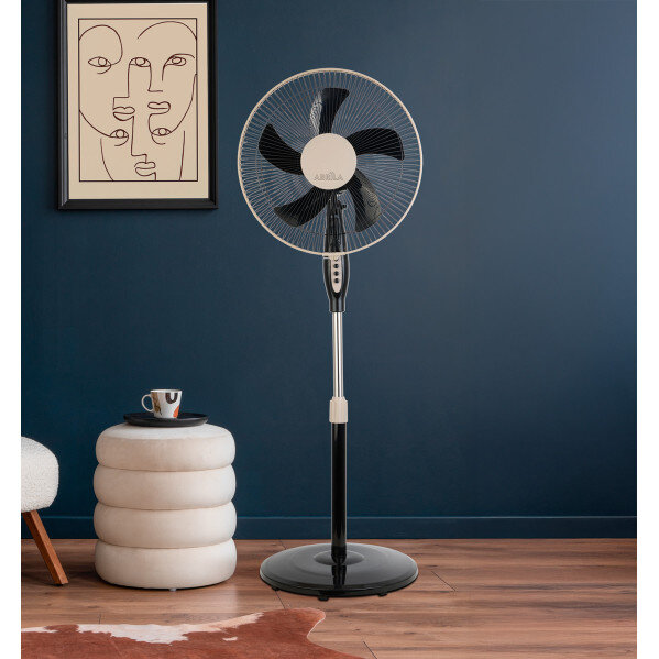 Ventilador De Pie Belmonte Negro/beis 3 Vel.45w 5aspas Orientable, Fijo y Rotatorio Regx43x40 Cm - Image 3