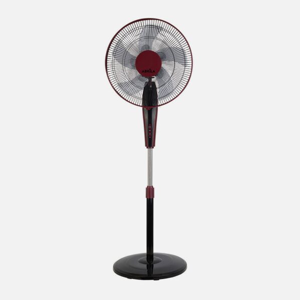 Ventilador De Pie Borlon Negro/burdeos 3 Vel.55w 5x2 aspas Orientable+ Remoto+ Temporizador Regx43x40 Cm