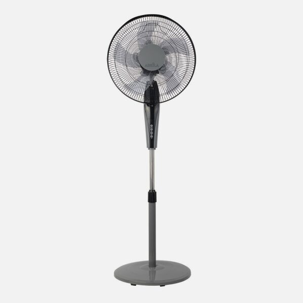 Ventilador De Pie Borlon Negro/gris 3 Vel.55w 5x2aspas Orientable+ Remoto+ Temporizador Regx43x40 Cm