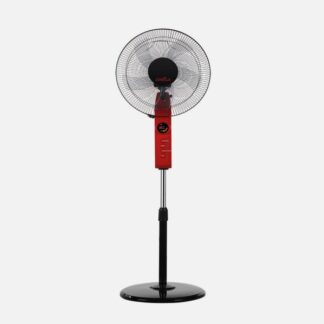 Ventilador De Pie Circus Rojo/negro 3vel 45w Regx43x40cm Oscilante 5asp.c/ Remoto,temporizador