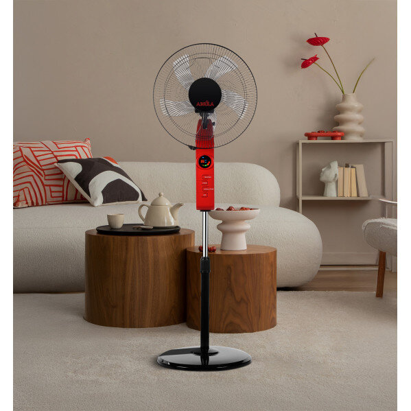 Ventilador De Pie Circus Rojo/negro 3vel 45w Regx43x40cm Oscilante 5asp.c/ Remoto,temporizador - Image 2