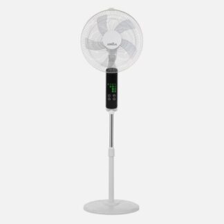 Ventilador De Pie Rodium Blanco 3vel 45w Regx43x40cm Oscilante 5asp.tactil C/remoto Y temporizador