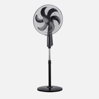 Ventilador De Pie Tolon Negro 3 Vel.85w 6aspas Remoto Temporizador 3modos De Aire Regx50x43 Cm