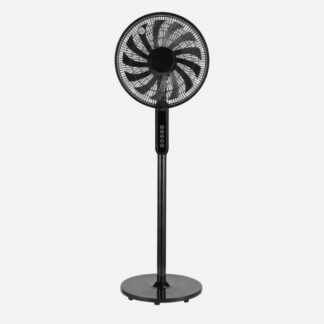 Ventilador De Pie Torbellino Negro 3velocidades 60w 13aspas Regx41x41 Display Oscilante, Remoto, Temporizador