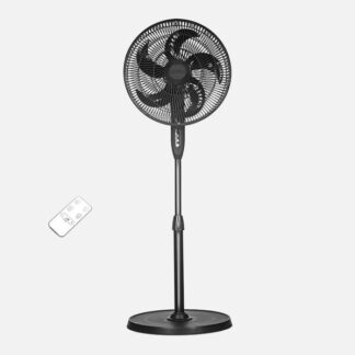 Ventilador De Pie Verdel Negro 3vel 50w 5asp Fijo/rotatorio C/remoto Y Temporizador Regx42x42cm