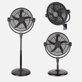Ventilador Pie 3x1 Aifos Negro 3vel 90w 5aspas Rotacion manual Suelo/pared/sobremesa Orientable Regx61x61cm