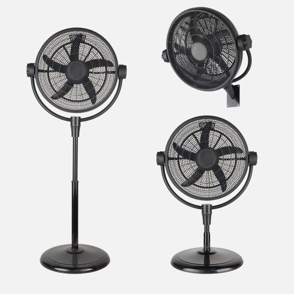 Ventilador Pie 3x1 Aifos Negro 3vel 90w 5aspas Rotacion manual Suelo/pared/sobremesa Orientable Regx61x61cm