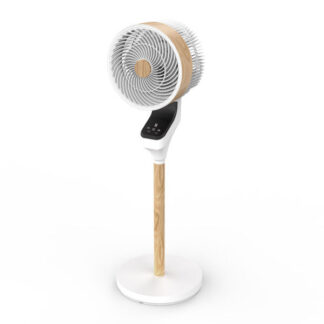 Ventilador Pie Bizancio Blanco/haya 50w 3velocidades 95x30x30 Oscilante,tactil Display,remoto,temporizador