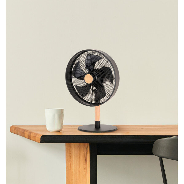 Ventilador Sobremesa Falcon Negro/haya 3vel.45w 5 Asp. Oscilante Y Rotatorio 59x35x28cm - Image 3
