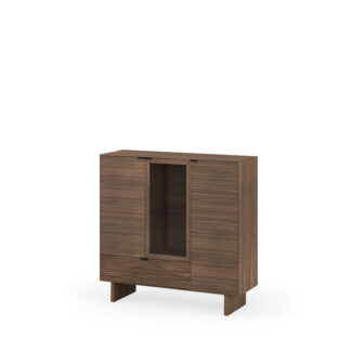 Aparador alto TULSA nogal pata madera (3 puertas + 1 cajón)