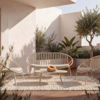 Conjunto de jardín IBIZA beige (sofá + sillones + mesa centro)