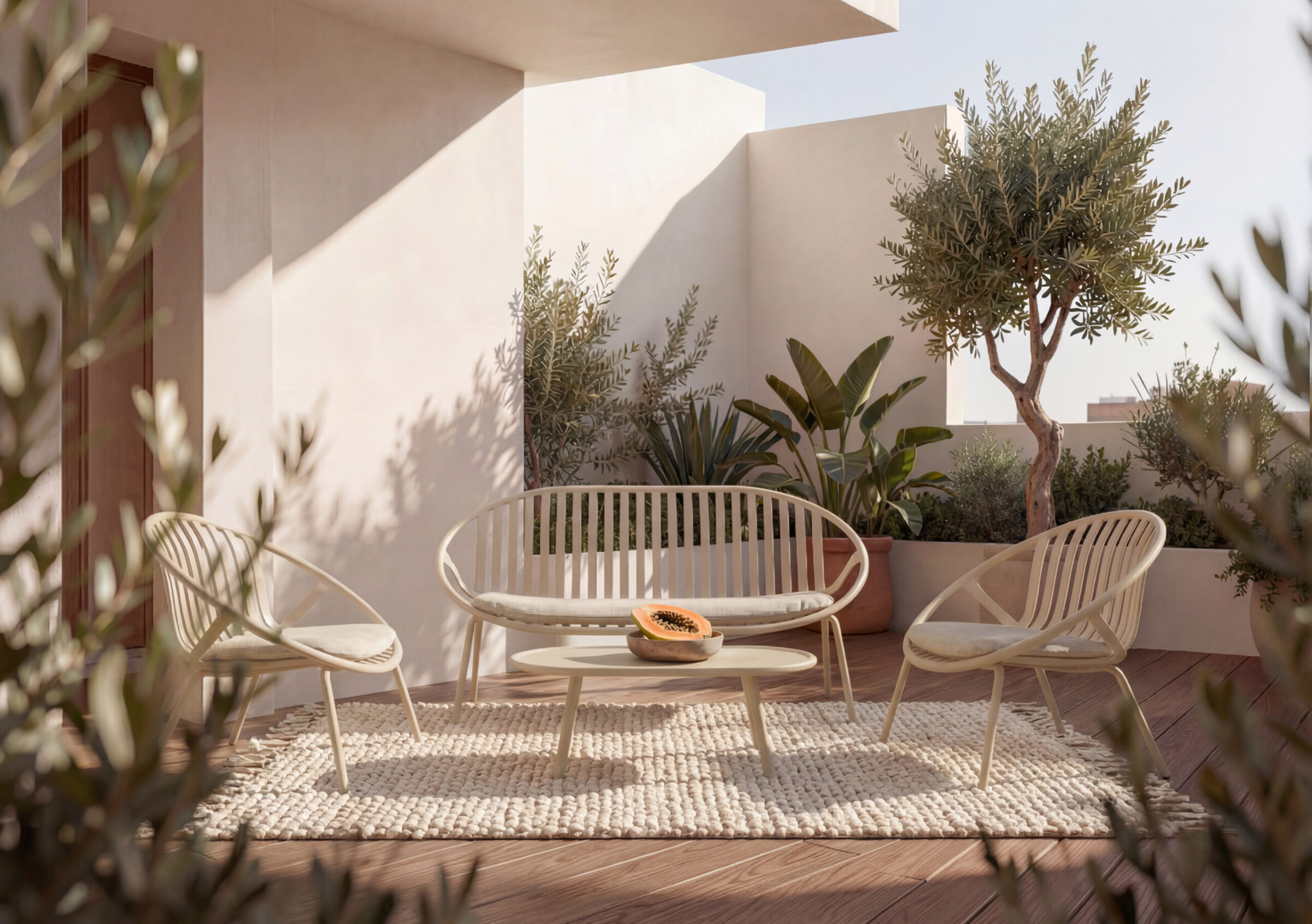 Conjunto de jardín IBIZA beige (sofá + sillones + mesa centro)