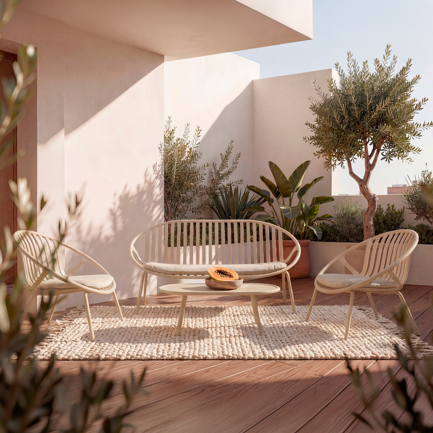 Conjunto de jardín IBIZA beige (sofá + sillones + mesa centro) - Image 2