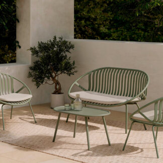 Conjunto de jardín IBIZA verde (sofá + sillones + mesa centro)