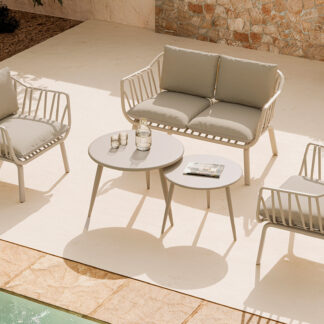 Conjunto de jardín MIKONOS beige (sofá + sillones + mesas centro)