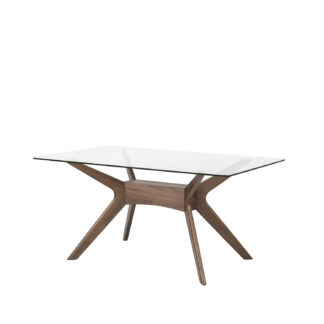 Mesa fija DELLA 160 cristal/nogal