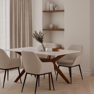 Mesa fija ELOISE 140 blanco/nogal