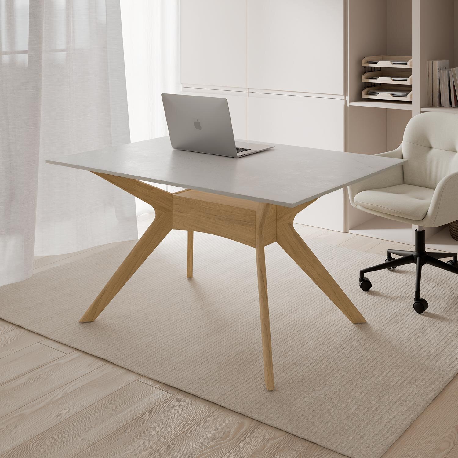 Mesa fija ELOISE 140 blanco/roble - Image 2
