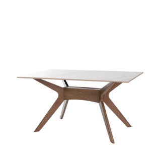 Mesa fija ELOISE 160 blanco/nogal