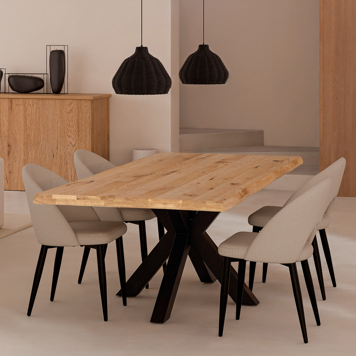 Mesa fija GRACE 140 roble/negro - Image 2