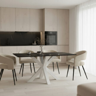 Mesa fija JOYCE 140 negro/blanco