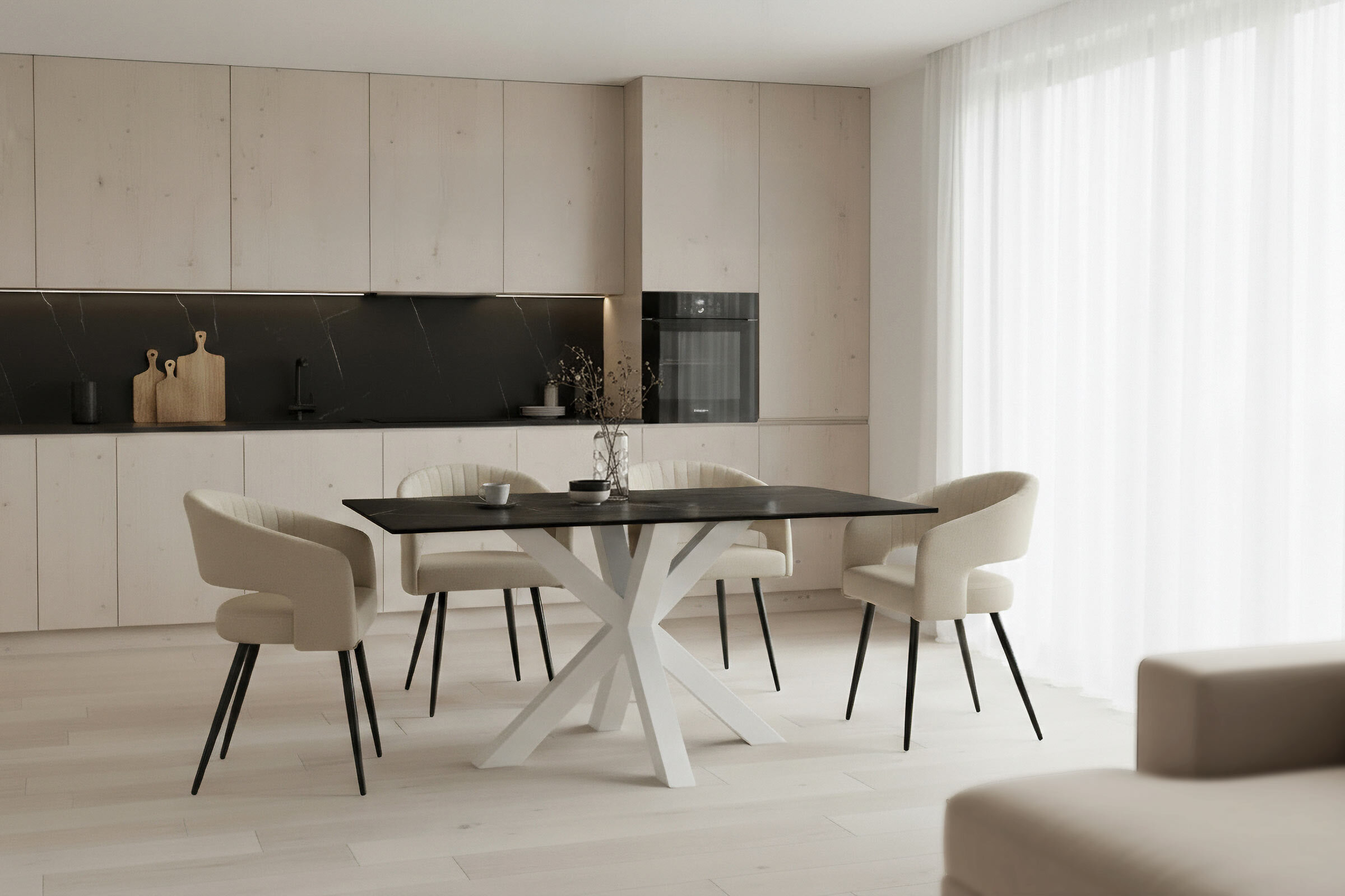 Mesa fija JOYCE 140 negro/blanco