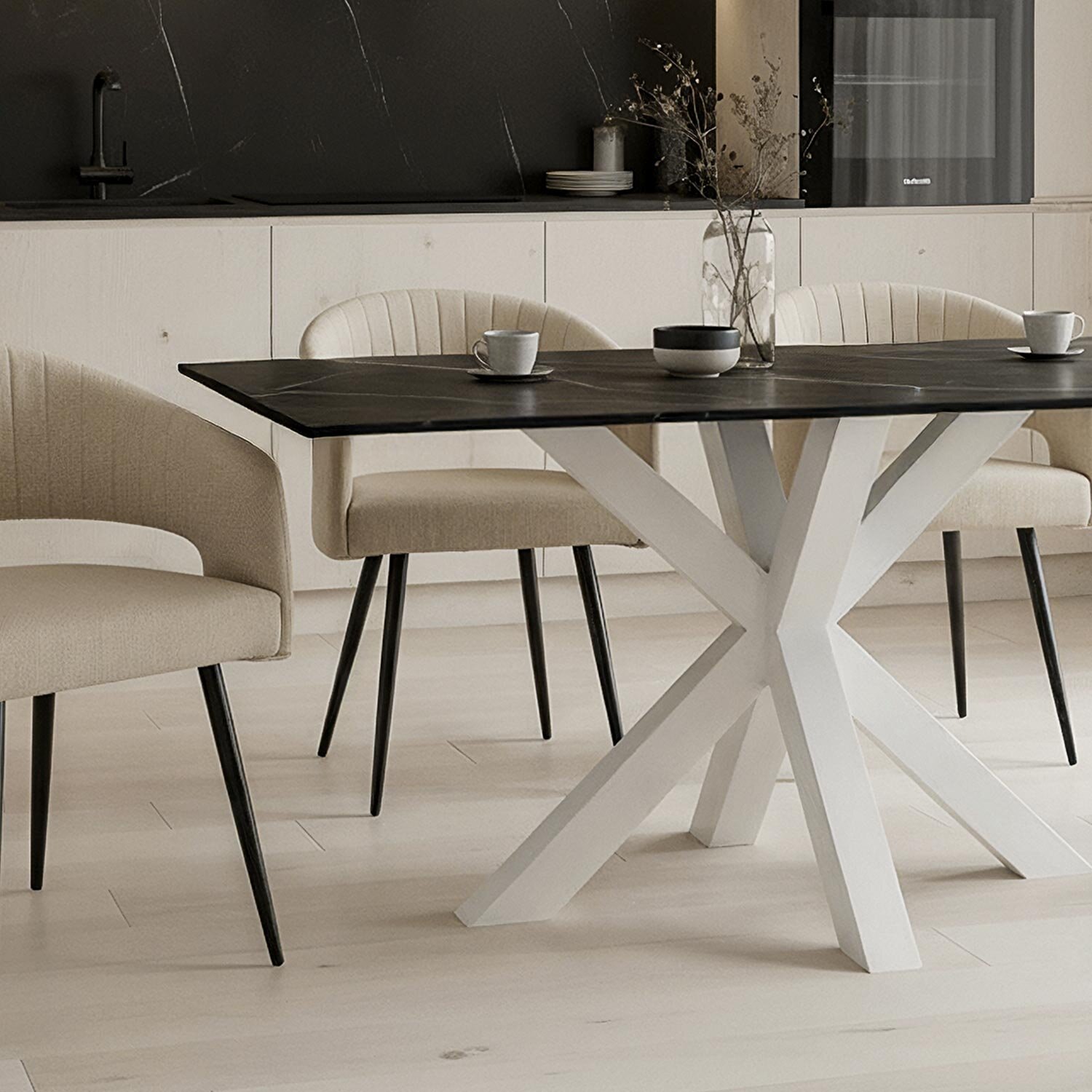 Mesa fija JOYCE 140 negro/blanco - Image 5