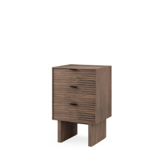 Mesita alta 40 TULSA nogal pata madera (3 cajones)