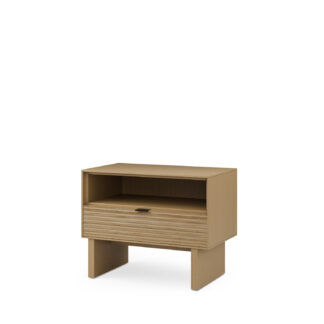 Mesita baja 60 TULSA roble pata madera (1 cajón + 1 hueco)