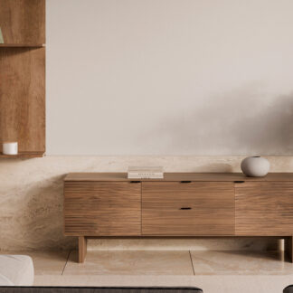 Mueble TV 160 TULSA nogal pata madera (2 puertas + 2 cajones)